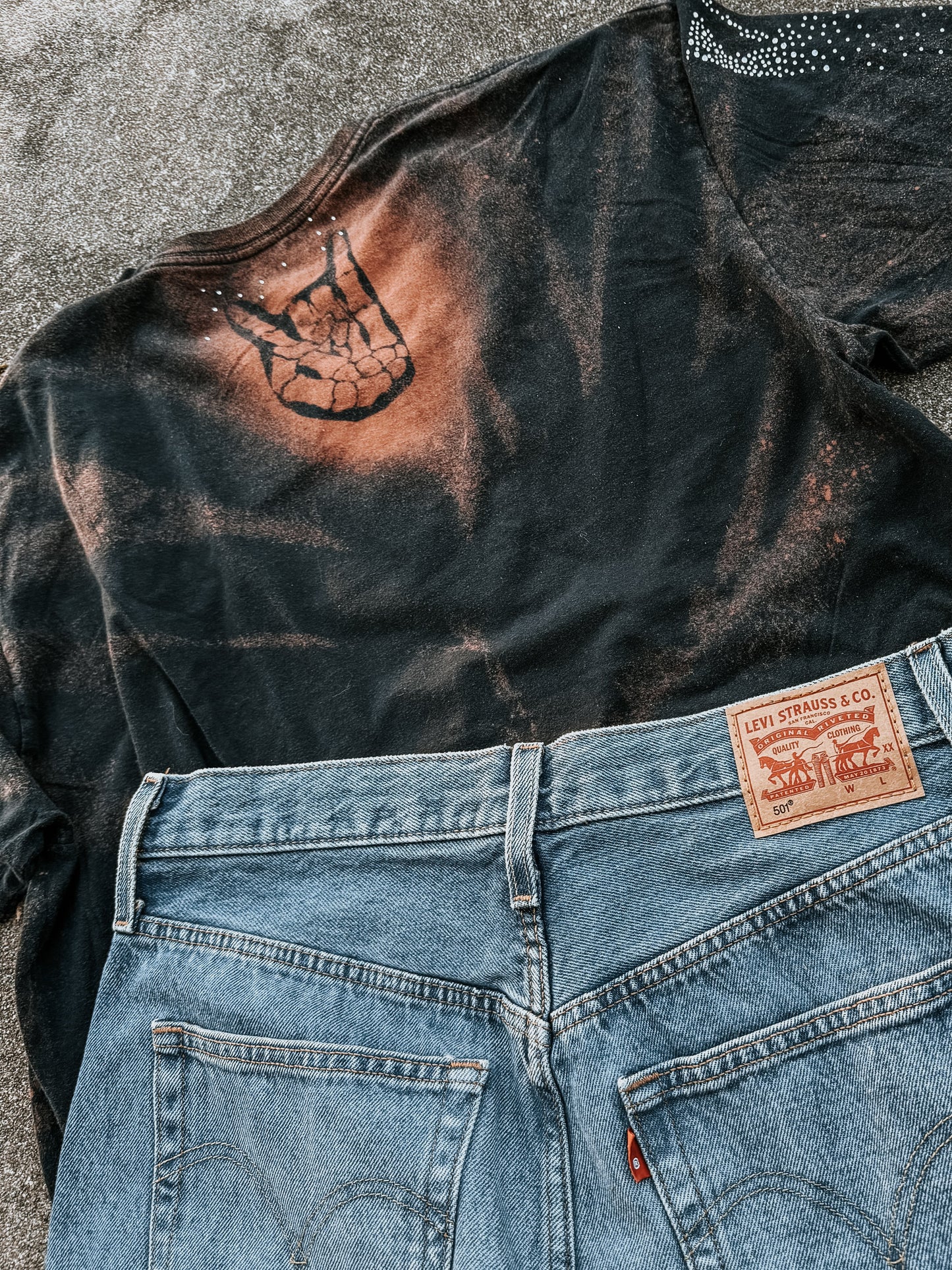 Upcycled By Katie: Rolling Stones Bleached Leopard Tour Tee XL (One of a Kind)