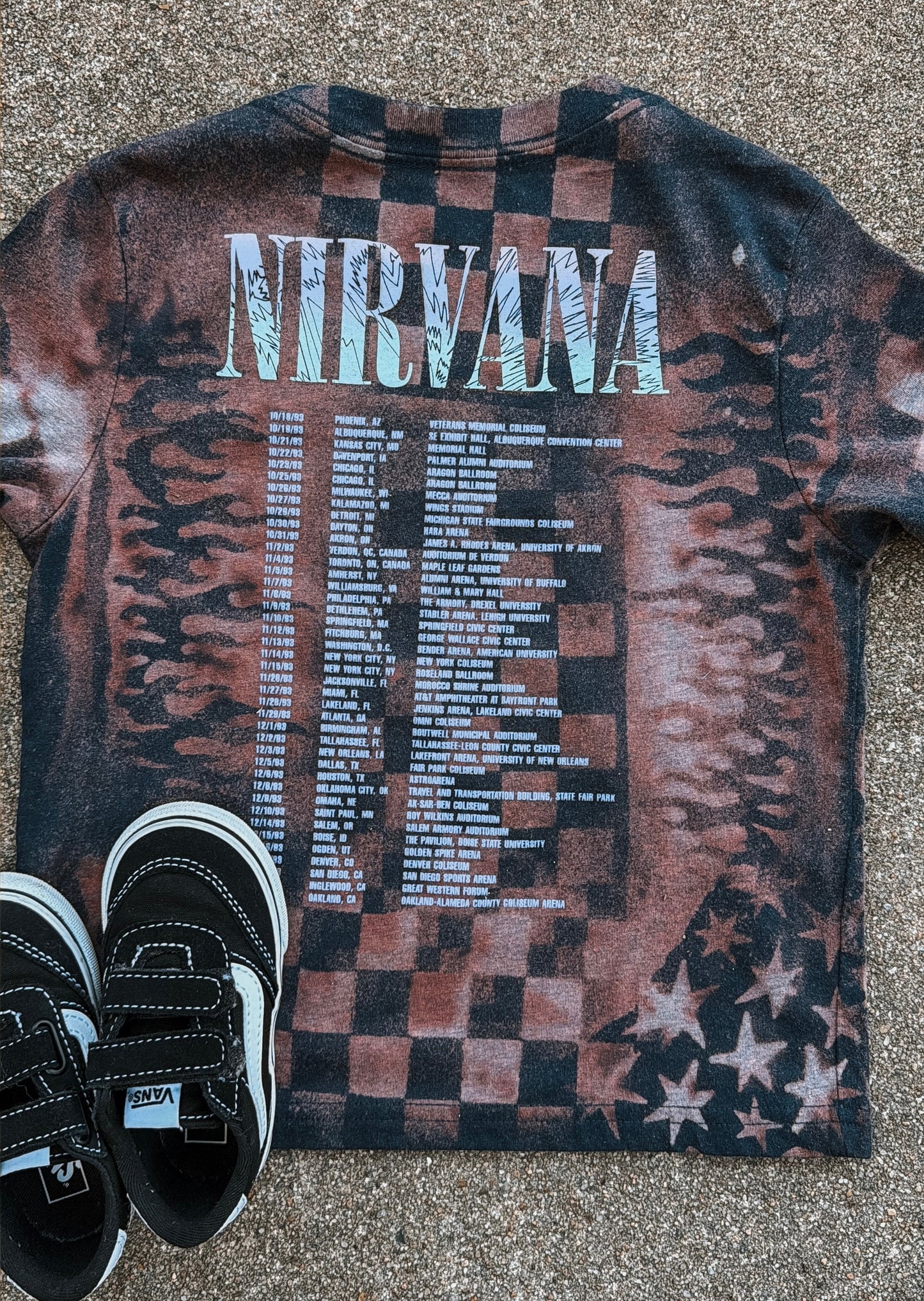 Upcycled by Katie: Nirvana Smiley Face Tee – Hand-Bleached One-of-a-Kind (5T) Shirt – Graphic Tee