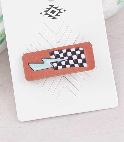 Checkered Bolt Hair Clip