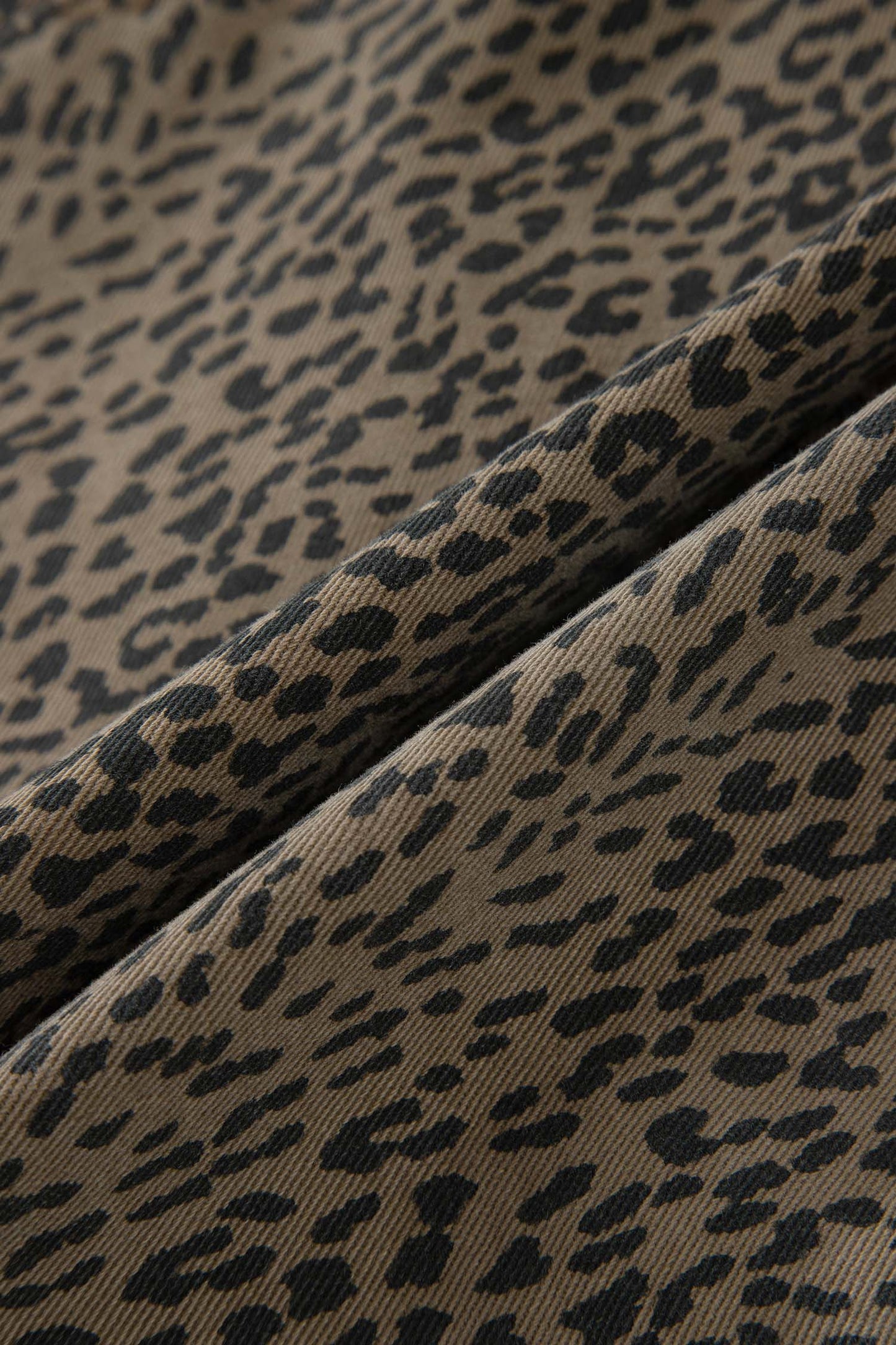 Black Leopard Print Loose Denim Shorts